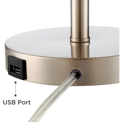 360 Lighting Heyburn Modern Accent Table Lamps 20" High Set Of 2 Brushed Nickel With USB And AC Power Outlet In Base White Cylinder Shade For Desk 6 360 Lighting Heyburn Modern Accent Table Lamps 20" High Set Of 2 Brushed Nickel With USB And AC Power Outlet In Base White Cylinder Shade For Desk - Image 6