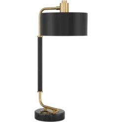 Possini Euro Design Myles Modern Mid Century Desk Lamp 24" High Black Gold With Dual USB Charging Ports Metal Drum Shade For Bedroom Living Room Home -Adesso Shop GUEST 7b904ada 75da 43f9 a091 7aa614810f4f