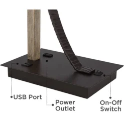 Franklin Iron Works Gentry Industrial Desk Lamp 22" High Oil Rubbed Bronze Faux Wood Cage With USB And AC Power Outlet In Base Oatmeal Shade For Desk -Adesso Shop GUEST 7c26c10f 43f5 4286 91c1 5e32e5ce519e