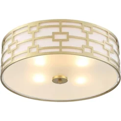 Stiffel Modern Art Deco Ceiling Light Flush Mount Fixture Gold 18" Wide Open Grid Fabric Drum Shade Bedroom Kitchen 10 Stiffel Modern Art Deco Ceiling Light Flush Mount Fixture Gold 18" Wide Open Grid Fabric Drum Shade Bedroom Kitchen -Adesso Shop GUEST 7c2f529b 1d9a 453e 9ef9 f4aff6faa1c6