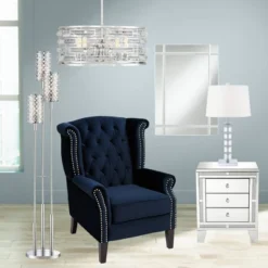 Possini Euro Design Smart Polished Nickel Chandelier 20" Wide Modern Drum Clear Crystal 6-Light Fixture For Dining Room House Foyer Kitchen Island -Adesso Shop GUEST 7cb58b6e 77ea 4707 a753 ccf6f51f636c