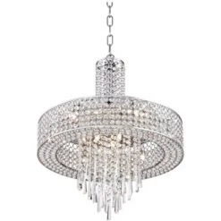 Vienna Full Spectrum Crystal Cascade Chrome Chandelier 19 1/2" Wide Modern 9-Light LED Fixture For Dining Room House Kitchen Island Entryway Bedroom -Adesso Shop GUEST 7cc93eb5 8f30 4103 bc5f 2bcaf808acc7