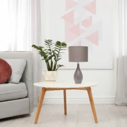 18.11" Traditional Standard Ceramic Dewdrop Table Desk Lamp With Matching Fabric Shade Gray - Creekwood Home -Adesso Shop GUEST 7d77c039 5fac 4b51 b613 753fa30c7908