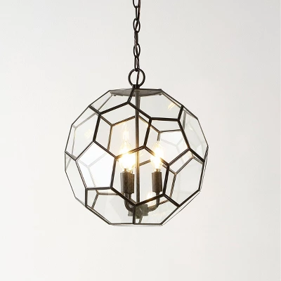 13.5" 3-Light Bee Modern Farmhouse Iron/Glass LED Pendant Oil Rubbed Bronze/Clear - JONATHAN Y 3 13.5" 3-Light Bee Modern Farmhouse Iron/Glass LED Pendant Oil Rubbed Bronze/Clear - JONATHAN Y - Image 3