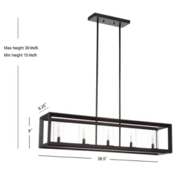 LED 5-Light Metal/Glass Anna Linear Pendant - JONATHAN Y -Adesso Shop GUEST 7ebd3142 c178 49fd a068 c399d58c16ee