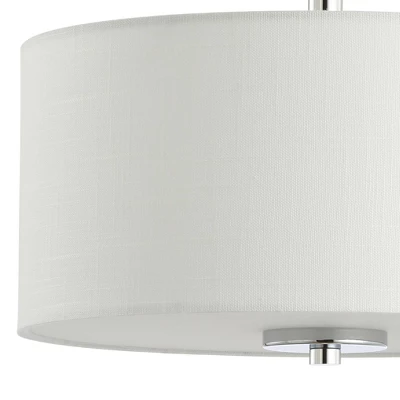 15" Marc Metal/Linen LED Semi-Flush Mount Chrome (Includes Energy Efficient Light Bulb) - JONATHAN Y 2 15" Marc Metal/Linen LED Semi-Flush Mount Chrome (Includes Energy Efficient Light Bulb) - JONATHAN Y - Image 2