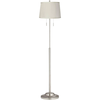 360 Lighting Abba Modern Floor Lamp Standing 66" Tall Brushed Nickel Silver Beige Fabric Tapered Drum Shade For Living Room Bedroom Office House Home 1 360 Lighting Abba Modern Floor Lamp Standing 66" Tall Brushed Nickel Silver Beige Fabric Tapered Drum Shade For Living Room Bedroom Office House Home
