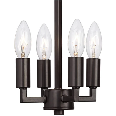 Franklin Iron Works Queluz Bronze Pendant Chandelier 13" Wide Industrial Rustic Geometric Cage 4-Light Fixture For Dining Room House Kitchen Island 2 Franklin Iron Works Queluz Bronze Pendant Chandelier 13" Wide Industrial Rustic Geometric Cage 4-Light Fixture For Dining Room House Kitchen Island - Image 2