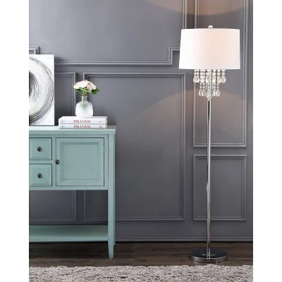 61" Crystal/Metal Abigail Floor Lamp (Includes LED Light Bulb) Silver - JONATHAN Y 1 61" Crystal/Metal Abigail Floor Lamp (Includes LED Light Bulb) Silver - JONATHAN Y