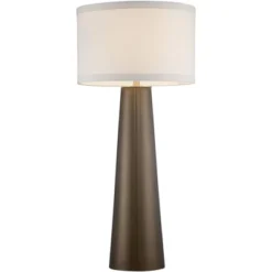 Possini Euro Design Karen Modern Table Lamp 36" Tall Dark Gold Glass Off White Fabric Drum Shade For Bedroom Living Room Bedside Nightstand Office -Adesso Shop GUEST 80af0f1e 65f9 4dc8 ad3c c1584cc771ff