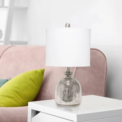 Mercury Hammered Glass Jar Table Lamp With Linen Shade Silver - Lalia Home 3 Mercury Hammered Glass Jar Table Lamp With Linen Shade Silver - Lalia Home - Image 3