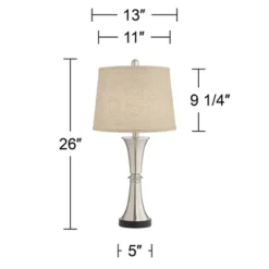 360 Lighting Seymore Modern Table Lamps 26" High Set Of 2 With USB Port Silver LED Touch On Off Burlap Linen Drum Shade For Bedroom Living Room Desk 13 360 Lighting Seymore Modern Table Lamps 26" High Set Of 2 With USB Port Silver LED Touch On Off Burlap Linen Drum Shade For Bedroom Living Room Desk -Adesso Shop GUEST 818c680c 0e14 4a12 87cd 828e10085396