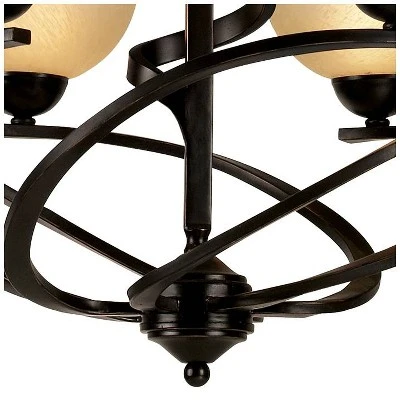 Franklin Iron Works Dark Mocha Chandelier 27 1/2" Wide Rustic Swirling Ribbon Amber Glass 6-Light Fixture For Dining Room House Foyer Kitchen Island 3 Franklin Iron Works Dark Mocha Chandelier 27 1/2" Wide Rustic Swirling Ribbon Amber Glass 6-Light Fixture For Dining Room House Foyer Kitchen Island - Image 3