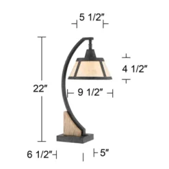 Franklin Iron Works Oak Rustic Farmhouse Desk Table Lamp 22" High Gray With USB And AC Power Outlet In Base Wash Mica Shade For Bedroom Living Room -Adesso Shop GUEST 82159f45 6684 4a0e 96c2 030b8dd6f579