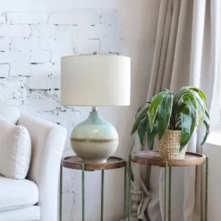 Bayside Horizon Table Lamp With Fabric Shade White/Light Blue - Lalia Home -Adesso Shop GUEST 831f2829 4ee5 42d2 83dd 3432753cb245