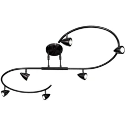 Pro Track Salazar S-Wave 6-Head LED Ceiling Track Light Fixture Kit Spot Light GU10 Adjustable Black Metal Modern Kitchen Bathroom Dining 54" Wide -Adesso Shop GUEST 8431048a fcdc 4990 8599 48250f6ba628