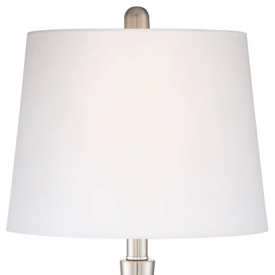 360 Lighting Serrena Modern Accent Table Lamp 23" High White Glass Brushed Nickel Metal With Nightlight Drum Shade For Bedroom Living Room House Home 3 360 Lighting Serrena Modern Accent Table Lamp 23" High White Glass Brushed Nickel Metal With Nightlight Drum Shade For Bedroom Living Room House Home - Image 3