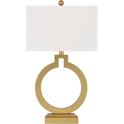 360 Lighting Lauren Modern Table Lamps Set Of 2 With Black Risers 28 1/2" Tall Gold USB Charging Port White Rectangular Shade For Bedroom Living Room 5 360 Lighting Lauren Modern Table Lamps Set Of 2 With Black Risers 28 1/2" Tall Gold USB Charging Port White Rectangular Shade For Bedroom Living Room - Image 5