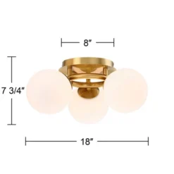 Possini Euro Design Modern Ceiling Light Flush Mount Fixture Brass 18" Wide 3-Light Frosted White Glass Globes Bedroom Living Room -Adesso Shop GUEST 853fb255 a8ab 4b8a 9534 3e41488f47a2
