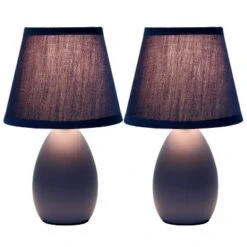 9.45" 2pk Petite Ceramic Oblong Bedside Table Desk Lamps With Matching Tapered Drum Shade Blue - Creekwood Home -Adesso Shop GUEST 8550a784 5a26 45a3 9f65 86da506a3e9e