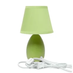 9.45" Petite Ceramic Oblong Bedside Table Desk Lamp With Matching Tapered Drum Shade Green - Creekwood Home -Adesso Shop GUEST 855e2c9e 07e6 4555 86b6 2db4355366e2 1