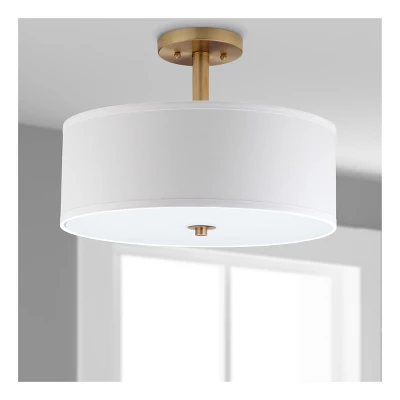 11.3" Clara 3 Light Semi Flush Drum Light Gold - Safavieh -Adesso Shop GUEST 856679a7 b661 46fd 9b33 32e695461528