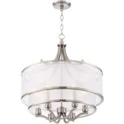 Possini Euro Design Nor Brushed Nickel Pendant Chandelier 23" Wide Modern Double White Organza Shade 6-Light Fixture For Dining Room Kitchen Island 14 Possini Euro Design Nor Brushed Nickel Pendant Chandelier 23" Wide Modern Double White Organza Shade 6-Light Fixture For Dining Room Kitchen Island -Adesso Shop GUEST 8575b373 3204 4154 bb03 cefa7bc3c9ea