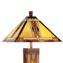 Robert Louis Tiffany Mission Floor Lamp With Nightlight 62.5" Tall Walnut Wood Column Stained Glass Shade For Living Room Reading Bedroom -Adesso Shop GUEST 8576509c 02fb 4b9b 9354 3750353f11f6