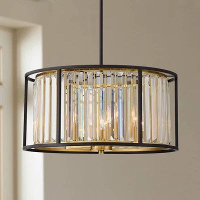 Possini Euro Design Milne Bronze Gold Drum Pendant Chandelier 20" Wide Modern Crystal 5-Light Fixture For Dining Room House Kitchen Island Entryway 1 Possini Euro Design Milne Bronze Gold Drum Pendant Chandelier 20" Wide Modern Crystal 5-Light Fixture For Dining Room House Kitchen Island Entryway