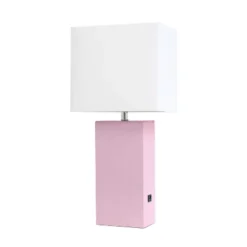 21" Lexington Leather Base Modern Home Decor Bedside Table Lamp With USB Charging Port And Fabric Shade - Lalia Home 32 21" Lexington Leather Base Modern Home Decor Bedside Table Lamp With USB Charging Port And Fabric Shade - Lalia Home -Adesso Shop GUEST 861a3304 dcaa 4fbd 9ea6 8c0cdc80cb69