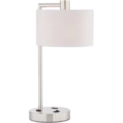 360 Lighting Colby Modern Desk Lamps 21" High Set Of 2 Brushed Nickel With USB And AC Power Outlet In Base White Linen Drum Shade For Bedroom Office 11 360 Lighting Colby Modern Desk Lamps 21" High Set Of 2 Brushed Nickel With USB And AC Power Outlet In Base White Linen Drum Shade For Bedroom Office -Adesso Shop GUEST 86792dc3 db4e 49d0 bc61 cc6c9a1e23d5