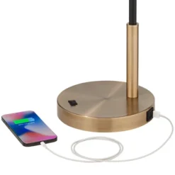 360 Lighting Colborne Modern Mid Century Desk Table Lamp 28" Tall Antique Brass Black With USB Charging Port LED For Bedroom Living Room Bedside Kids -Adesso Shop GUEST 86a563e5 0152 41a0 be97 a09f9236d93f