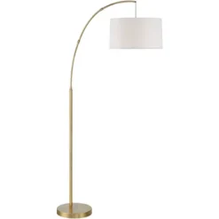 360 Lighting Cora Modern Arc Floor Lamp Standing 72" Tall Brass Metal White Linen Drum Shade Decor For Living Room Reading Bedroom Office House Home -Adesso Shop GUEST 86dc9661 4765 4efc 872e 74d306035964