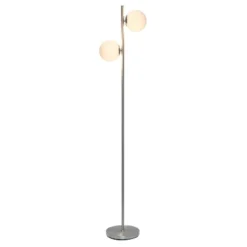 66" Tall Mid-Century Modern Tree Floor Lamp With Dual White Glass Globe Shade Brushed Nickel - Simple Designs -Adesso Shop GUEST 872dfd91 ba13 4db5 8565 4370ed531d76