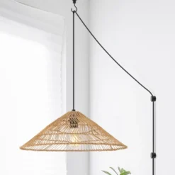 20.25" 1-Light Nova Farmhouse Coastal Rattan LED Pendant Brown - JONATHAN Y -Adesso Shop GUEST 8793ca34 0825 4951 85ea 4b5f5c9b5b33