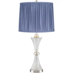 Regency Hill Luca Modern Table Lamps Set Of 2 25 1/2" High Twisted Glass With USB Charging Port Blue Shirred Shade For Bedroom Living Room Desk Office -Adesso Shop GUEST 880ef1a0 4fed 4512 ae4c 3a372f00034d