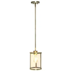 1-Light 9.25" Modern Farmhouse Adjustable Hanging Cylindrical Clear Glass Pendant Fixture With Metal Accent - Lalia Home -Adesso Shop GUEST 88862fc3 7c30 4d2f ada8 94933b7d34fc