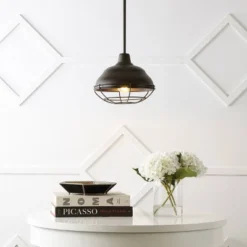 Light Levi Industrial Farmhouse Iron Linear LED Pendant Oil Rubbed Bronze - JONATHAN Y -Adesso Shop GUEST 88b0ea76 ad0a 47db 933e 276ce2352928