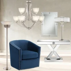 Possini Euro Design Light Blaster Art Deco Torchiere Floor Lamp 72 1/2" Tall Brushed Nickel LED Frosted Glass Bowl Shade For Living Room Bedroom House -Adesso Shop GUEST 88f5ad87 298f 4400 b696 842a2a774880