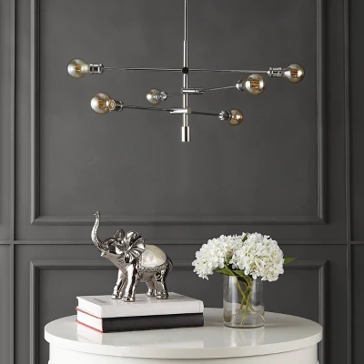 36" 6-Light Atlas Modern Vintage Iron Arm-Adjustable LED Chandelier Chrome - JONATHAN Y 8 36" 6-Light Atlas Modern Vintage Iron Arm-Adjustable LED Chandelier Chrome - JONATHAN Y - Image 8