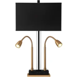Possini Euro Design Griffin Modern Gooseneck Desk Lamp 31" Tall Gold With USB Charging Port Black Metal Rectangular Shade For Bedroom Living Room Kids -Adesso Shop GUEST 8961ed33 5970 4a22 a9a6 17f870e7a3a0