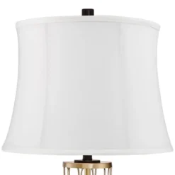 360 Lighting Nathan Modern Table Lamps 25 1/2" High Set Of 2 Gold Metal With USB Charging Ports White Drum Shade For Bedroom Living Room Home Desk -Adesso Shop GUEST 8b404e04 768f 4728 9dbd 93a8b350d4a9