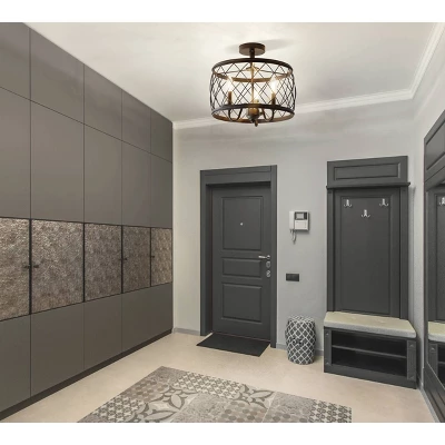 15" Eleanor Metal LED Semi Flush Mount Ceiling Light Black (Includes Energy Efficient Light Bulb) - JONATHAN Y 4 15" Eleanor Metal LED Semi Flush Mount Ceiling Light Black (Includes Energy Efficient Light Bulb) - JONATHAN Y - Image 4