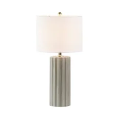 Tristan Ceramic Wood (Includes LED Light Bulb) Table Lamp With White Base And Cream Shade - Ink+Ivy -Adesso Shop GUEST 8b90eccc df6a 4372 a8da 1a4a47899b59