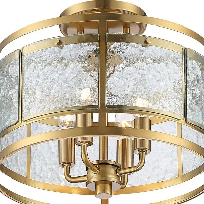 Franklin Iron Works Elwood Modern Ceiling Light Semi Flush Mount Fixture 13 1/4" Wide Gold 4-Light Water Glass Drum Shade For Bedroom Kitchen House 2 Franklin Iron Works Elwood Modern Ceiling Light Semi Flush Mount Fixture 13 1/4" Wide Gold 4-Light Water Glass Drum Shade For Bedroom Kitchen House - Image 2