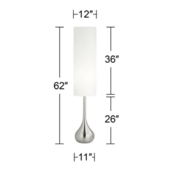 Possini Euro Design Mid Century Modern Floor Lamp 62" Tall Brushed Steel Droplet Cotton Cylinder Shade For Living Room Bedroom Office -Adesso Shop GUEST 8c740f3c 1ce7 463d b970 80f14ac2776e