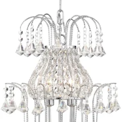 Vienna Full Spectrum Calylah Chrome Chandelier 21 1/2" Wide Modern Tiered Crystal 8-Light Fixture For Dining Room House Foyer Kitchen Island Entryway -Adesso Shop GUEST 8db6b08f a6ae 4cde af8f f4d32eed9db9