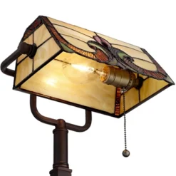 Robert Louis Tiffany Traditional Piano Banker Desk Table Lamp 17" High With AC Power Outlet Bronze Floral Art Glass Bedroom Office -Adesso Shop GUEST 8dedee32 3a83 4179 a8fb 68b1a0a1da11