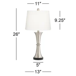 360 Lighting Seymore Modern Table Lamps 26" High Set Of 2 Silver With USB Charging Port LED Touch On Off White Drum Shade For Bedroom Living Room Desk -Adesso Shop GUEST 8e426f7e fe56 4e05 ba41 14b46b483e6f