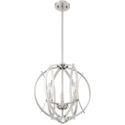Possini Euro Design Spherical Brushed Nickel Pendant Chandelier 16" Wide Modern Orb 3-Light Fixture For Dining Room House Foyer Kitchen Island Bedroom -Adesso Shop GUEST 8e92f18d c578 4818 8a42 6dcf8a523fee